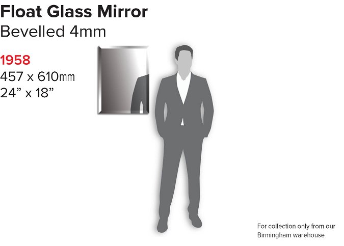 Bevelled Glass Mirror 4mm 457 x 610mm